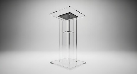 Naklejka premium Modern transparent acrylic podium or lectern for public speaking events and presentations.