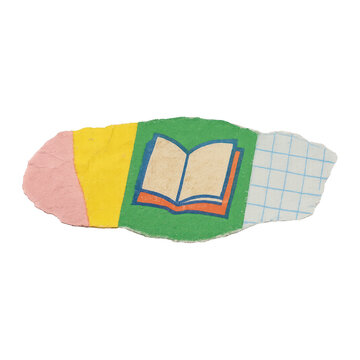 PNG Colorful torn paper book illustration.