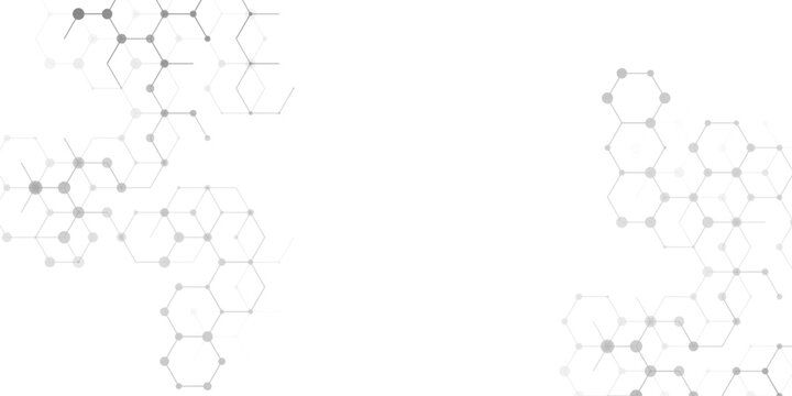 Abstract grey and white digital hexagon molecular network background for scientific research presentation and modern tech web banner