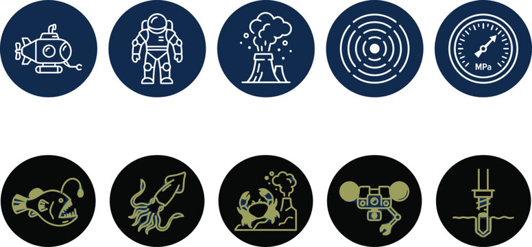 Set of science and technology icons with various themes Vector