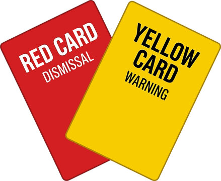 Red and Yellow Soccer Cards for Dismissal and Warning in a Flat Design Vector Illustration