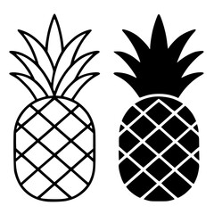 Obraz premium Pineapple minimalist outline and silhouette icon