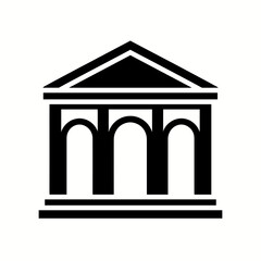 Fototapeta premium Classical Temple Facade with Columns and Triangular Pediment