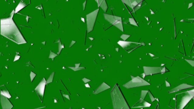 Shattered Glass Effect Green Background Abstract Background