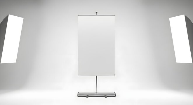 Blank roll up display stand with softbox lights
