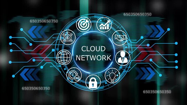 cloud network business and technology HUD concept icons. video animation  