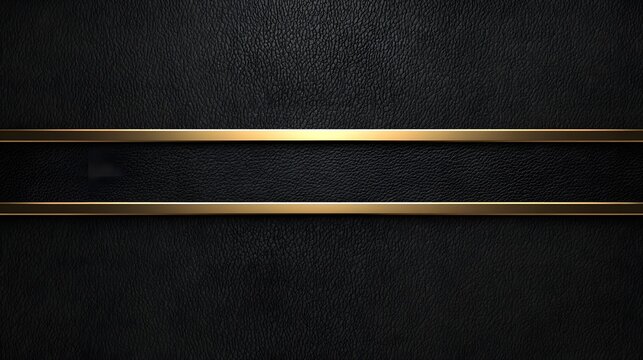 黒いレザー調背景に二本の金ラインが入ったシンプルな高級素材
