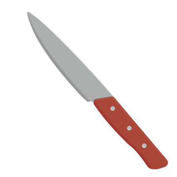 Kitchen knife with wooden handle, isolated illustration