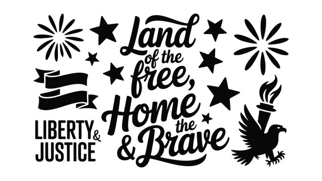 American patriotic quote land of the free home the brave with eagle and fireworks