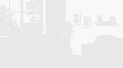 Fototapeta premium Modern living room interior with armchair, window and plants