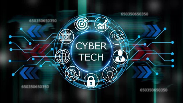 cyber tech business and technology HUD concept icons. video animation  