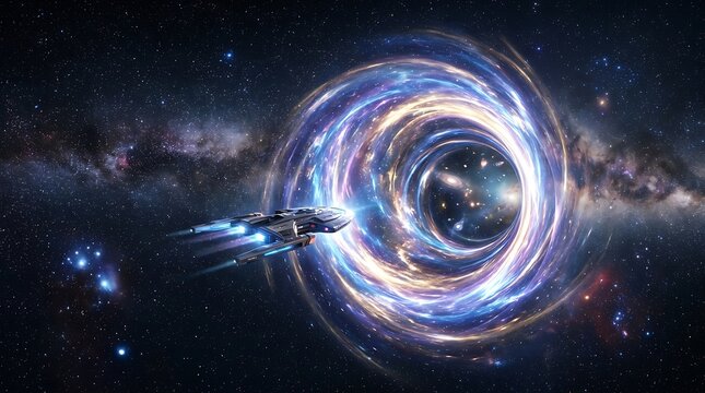 galaxy in space and worm hole in space