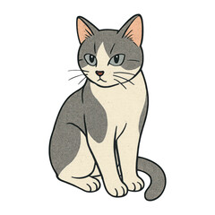 Obraz premium PNG Vintage illustration of sitting cat.