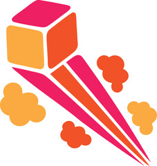 Abstract Meteorite or Falling Cube Graphic Icon with Motion Trail © Lutfar