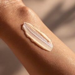 Fototapeta premium Ivory cream texture on skin with soft glow and neutral tones