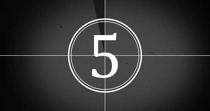 10 to 0 seconds countdown with vintage film featuring grain texture with scratches background. Quick transitions 4k resolution loop video animation 