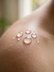 Fototapeta premium Refreshing water drops beading on human skin
