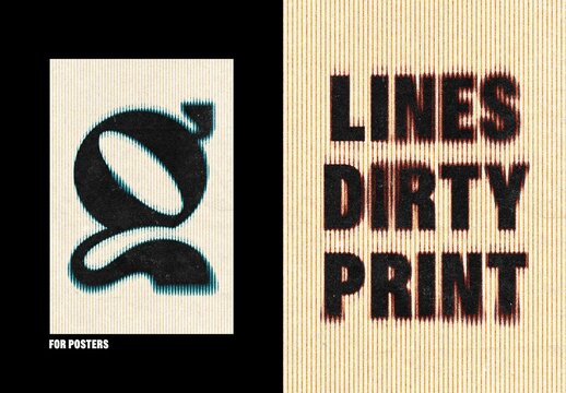 Dirty Lined Text Effect &ndash; Print Typography for Logo, Poster & Branding (PSD)