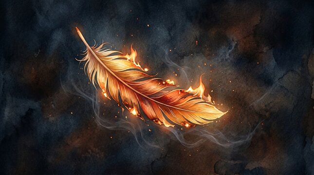 Phoenix Feather Burning in Air