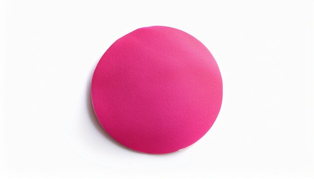 Blank Pink Round Adhesive Paper Sticker Label Isolated On White Background