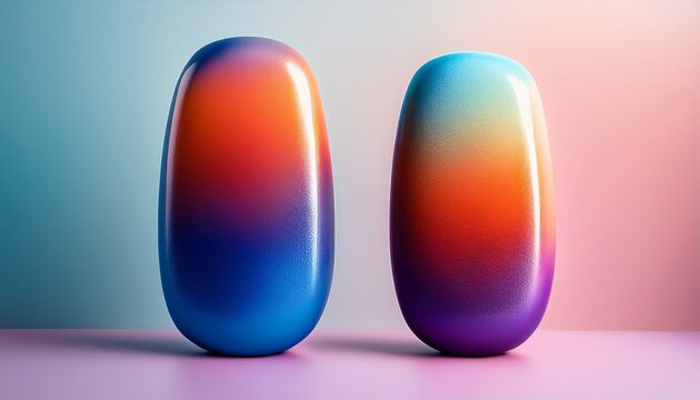 Two Oblong Ceramic Objects Ombre Style