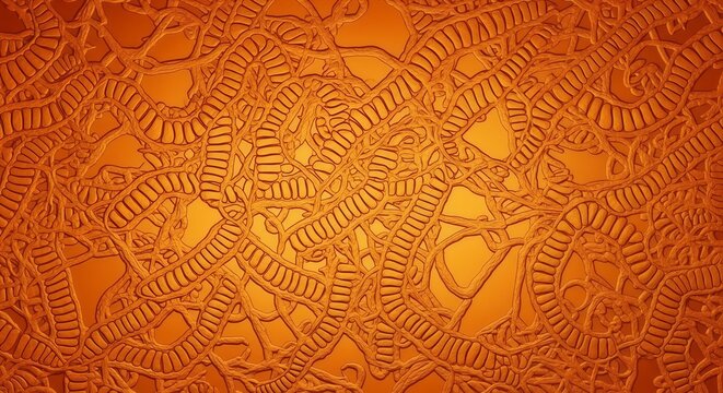 Abstract orange background with intricate wormlike interconnected patterns