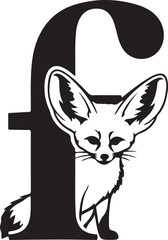 Obraz premium F Letter with Fennec Fox Animal Logo Design Silhouette Vector