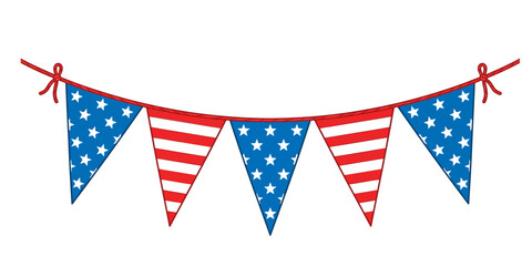 Obraz premium American flag patterned bunting flags strung on a cord during a celebration
