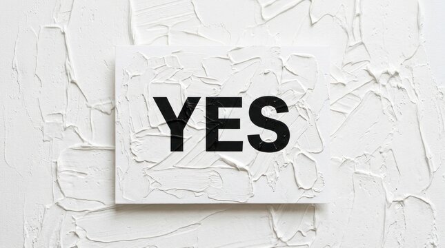 A bold black word YES written on a white textured background.