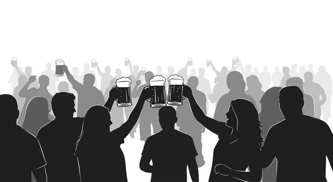 People cheering with beer bottles.
