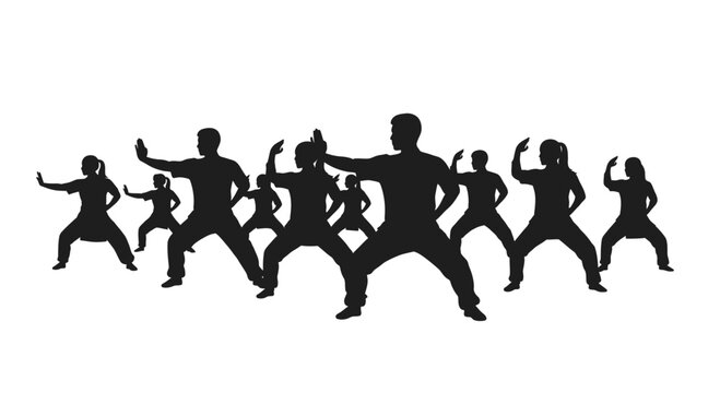 Group of people practicing martial arts.