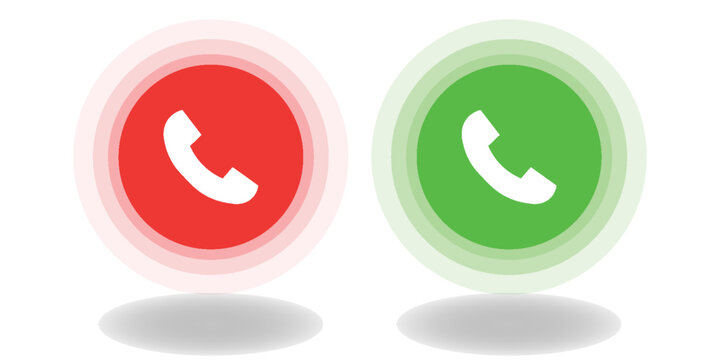 Answer and decline phone call buttons. Phone call. Telephone sign. Accept call and decline phone icons. vector