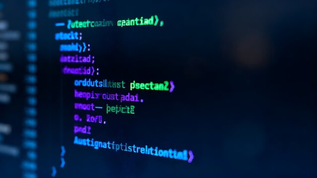 Computer screen displaying colorful code