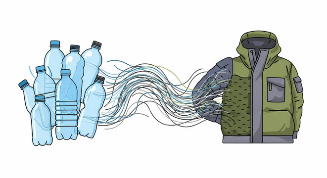 Recycling plastic bottles into sustainable clothing and fiber fabric