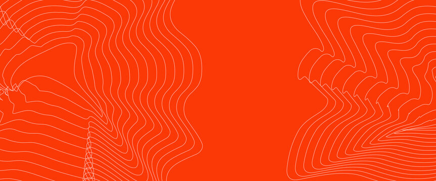 Abstract Seamless Pattern with Linear Stylized Salmon Fish Fillet Texture. Vector Background for Fish Packaging, Sushi Restaurants and Menu Design