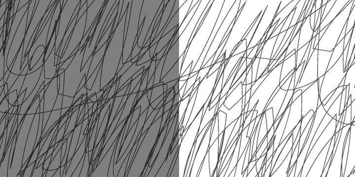Abstract expressive background featuring a dense web of chaotic black scribbles and hand-drawn tangled lines on a white field.