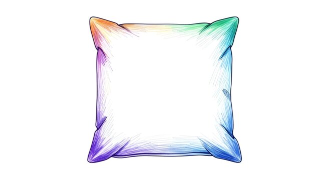 Colorful abstract geometric throw pillow on white background.