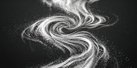 Obraz premium Abstract black and white swirl wave background with spiral light lines and liquid fractal design