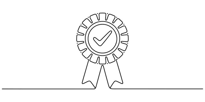 Hand Drawn Award Badge with Checkmark Symbol on Transparent Background Minimalist Style