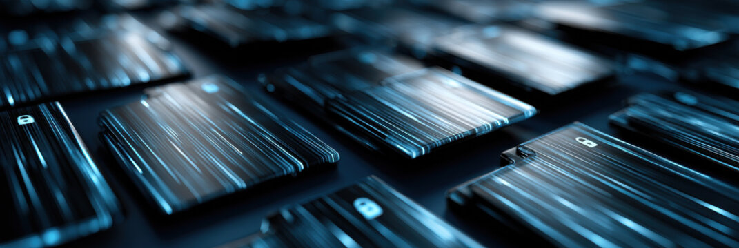 Data security cyber network digital file futuristic storage encrypted database blue light abstract technology secure system information protection modern server glowing data security panels convey
