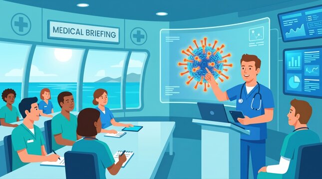 Scientific team developing antiviral medicine against dangerous hantavirus epidemic. Modern biotechnology and healthcare innovation concept.