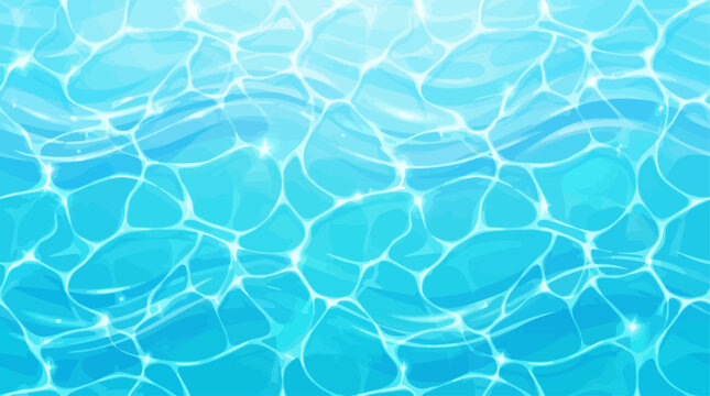 Bright Blue Water Surface Texture with Sparkling Caustics Vector Illustration for Summer Design Background