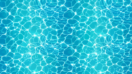 Fototapeta premium Seamless Blue Water Surface Texture with Sun Reflections and Caustics for Summer Background Design
