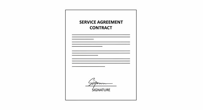 Service agreement contract document form.