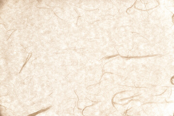 Fototapeta premium Warm beige traditional Korean paper (Hanji) texture background featuring natural mulberry plant fibers.