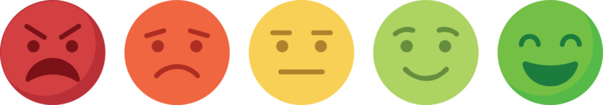Customer Satisfaction Feedback Rating Scale Vector Set Featuring Colorful Emoji Faces From Angry Sad Neutral To Happy Smiley For Reviews