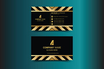 Naklejka premium Luxury black and gold striped business card design with identification, personal