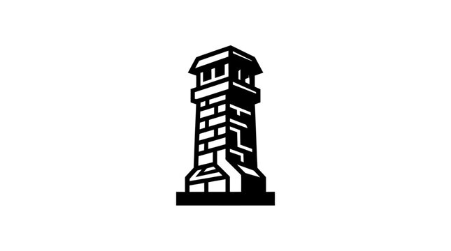 Black and white illustration of a stone watchtower structure.