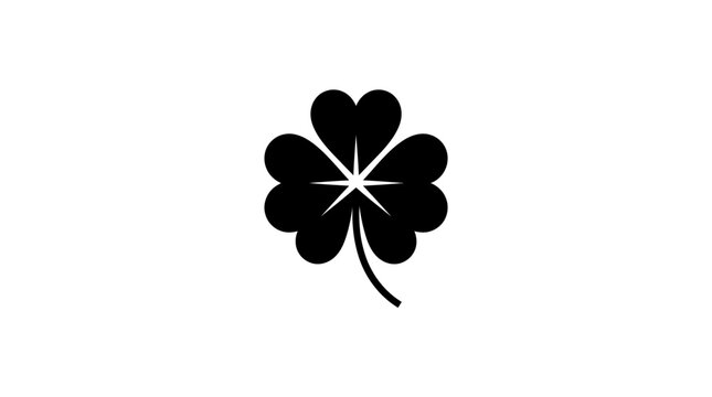 Black Four Leaf Clover Symbolizing Luck and Fortune.