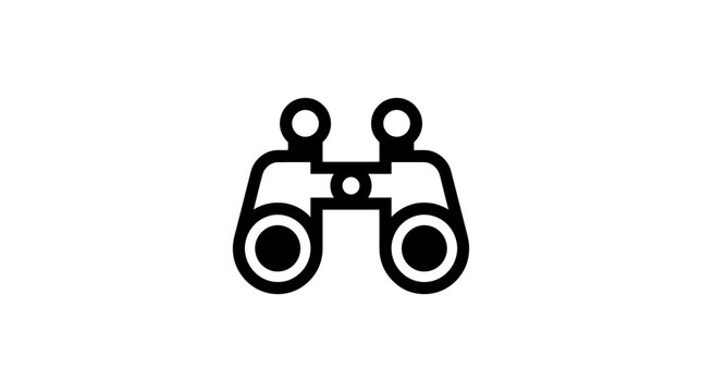 Black and white binoculars icon with simple design.